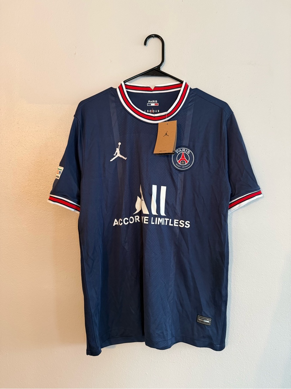 PSG Jordan Messi #30 2021/22 Soccer Jersey UCL UEFA Patches - Men’s L